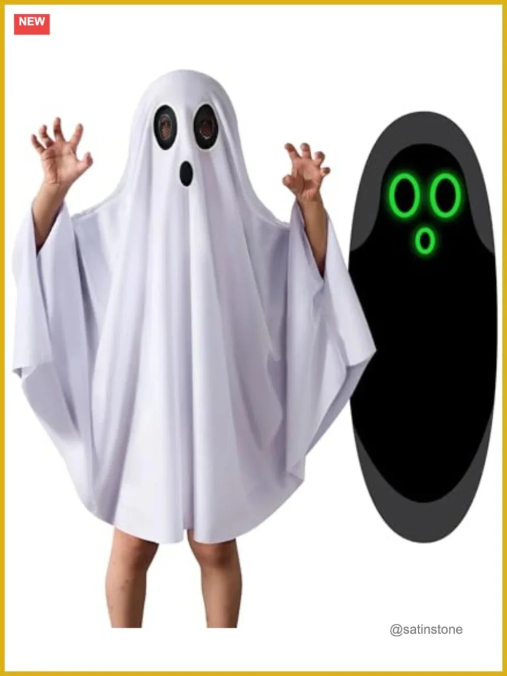 Kids Ghost Costume Cloak Halloween Cosplay Glow in Dark Toddler Boy Girl